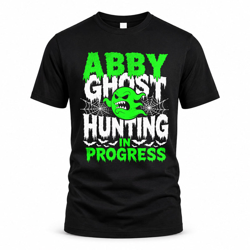 ABBY HW22-K06-109 - NAME Ghost Hunting In Progress Personalized Halloween Shirt