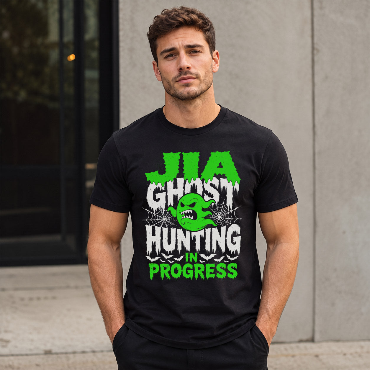JIA HW22-K06-109 - NAME Ghost Hunting In Progress Personalized Halloween Shirt