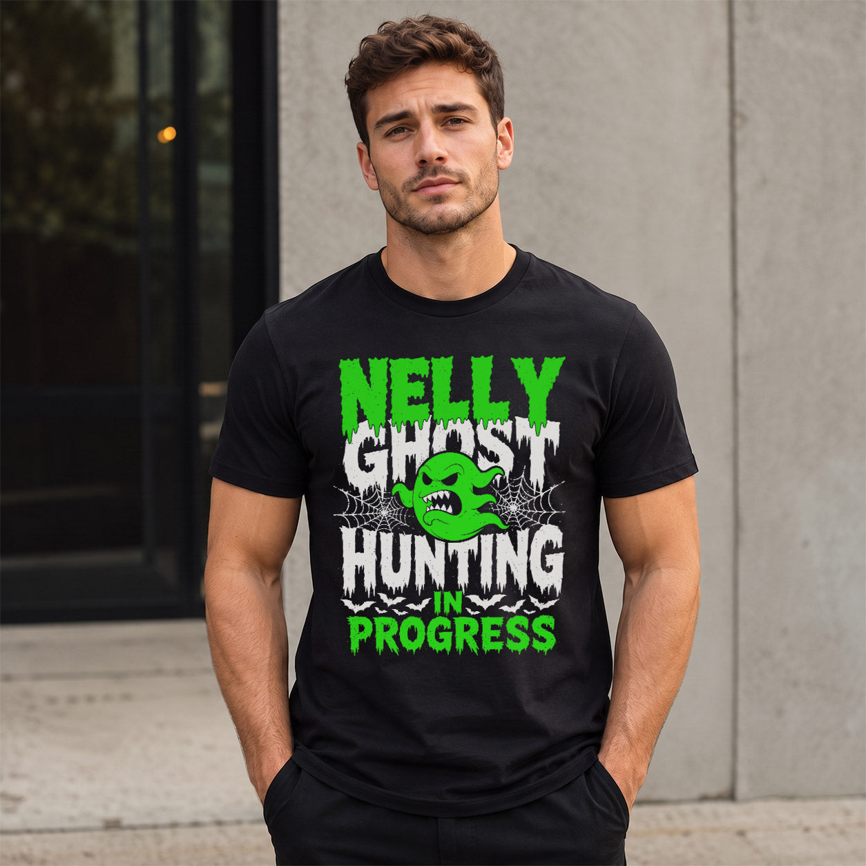 NELLY HW22-K06-109 - NAME Ghost Hunting In Progress Personalized Halloween Shirt