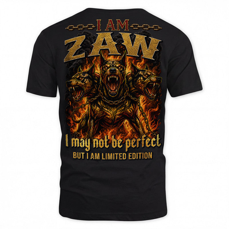 ZAW MP88-F2-168–Personalized Bold Quote Apparel “I Am NAME I May Not Be Perfect But I Am Limited Edition