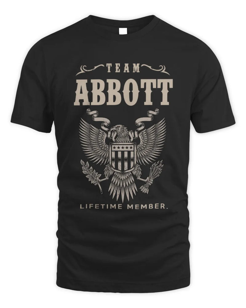 ABBOTT TP06-K82 – Personalized Classic Style Apparel “Team NAME Lifetime Member” - Unisex Standard T-Shirt - Black