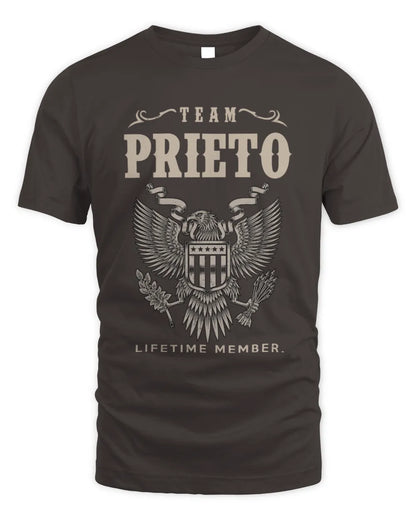 PRIETO TP06-K82 – Personalized Classic Style Apparel “Team NAME Lifetime Member” - Unisex Standard T-Shirt - Dark Chocolate