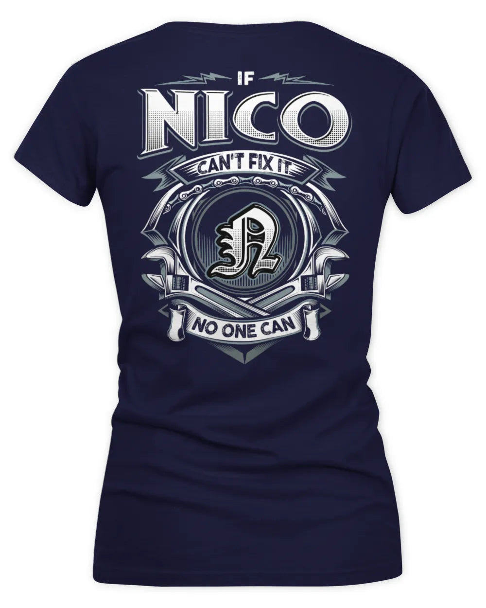 NICO AP81-K4-626 - Personalized Ahmed Quote Apparel “If Ahmed Can't Fix It, No One Can” - Women's V-Neck T-Shirt - Navy