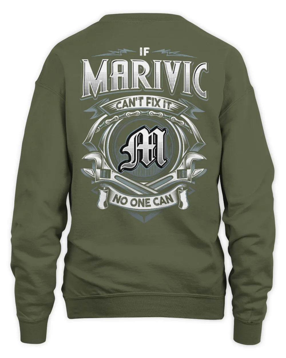 MARIVIC AP81-K4-626 - Personalized Ahmed Quote Apparel “If Ahmed Can't Fix It, No One Can” - Unisex Sweatshirt - Military Green
