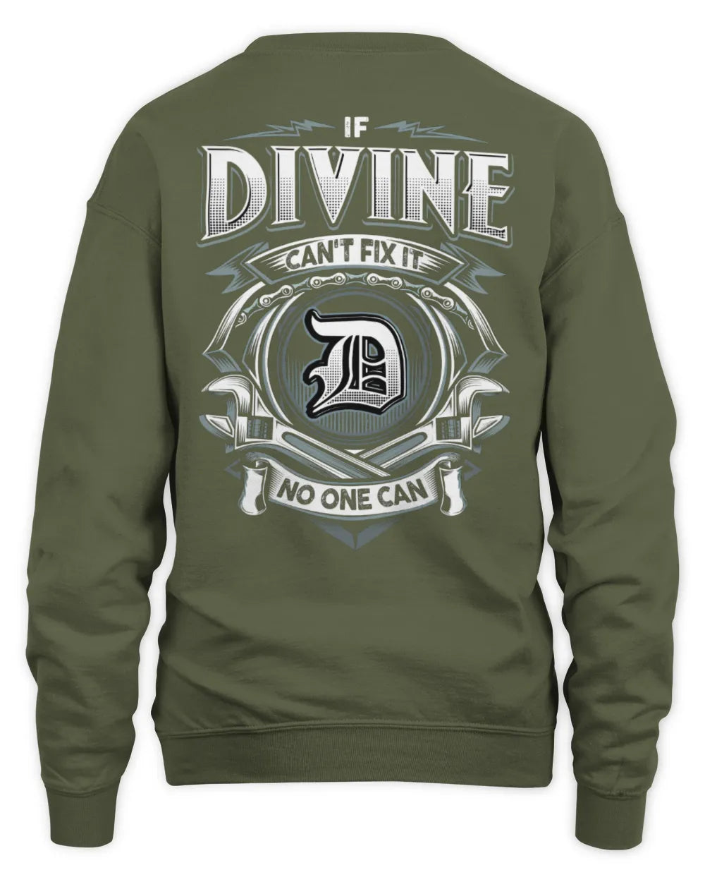 DIVINE AP81-K4-626 - Personalized Ahmed Quote Apparel “If Ahmed Can't Fix It, No One Can” - Unisex Sweatshirt - Military Green