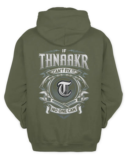 THNAAKR AP81-K4-626 - Personalized Ahmed Quote Apparel “If Ahmed Can't Fix It, No One Can” - Unisex Hoodie - Military Green