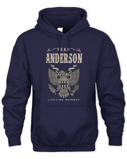 ANDERSON TP06-K82 – Personalized Classic Style Apparel “Team NAME Lifetime Member” - Unisex Hoodie - Navy