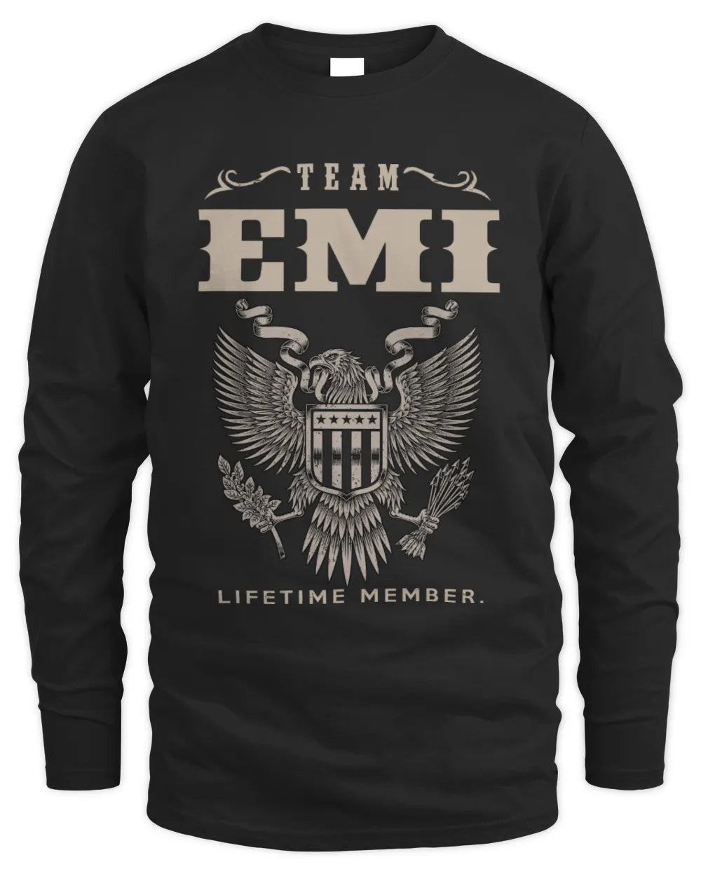 EMI TP06-K82 – Personalized Classic Style Apparel “Team NAME Lifetime Member” - Men's Long Sleeved T-Shirt - Black