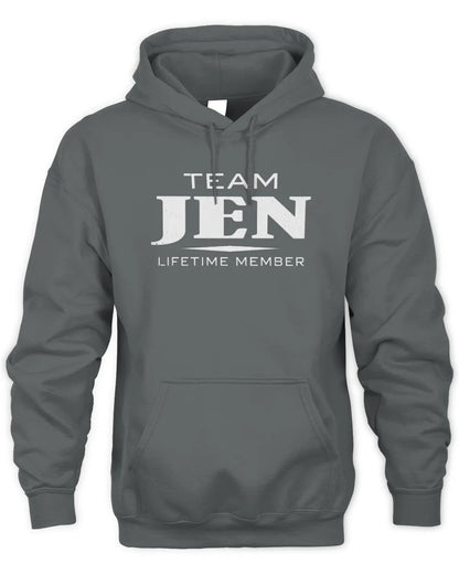 JEN BL62-K4-128 - Personalized “Team NAME Lifetime Member” - Unisex Hoodie - Charcoal