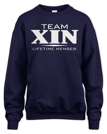 XIN BL62-K4-128 - Personalized “Team NAME Lifetime Member” - Unisex Sweatshirt - Navy