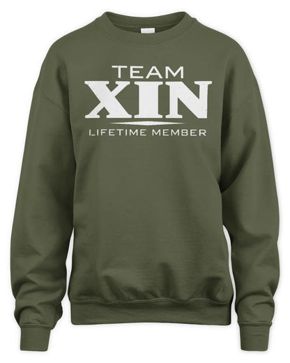 XIN BL62-K4-128 - Personalized “Team NAME Lifetime Member” - Unisex Sweatshirt - Military Green