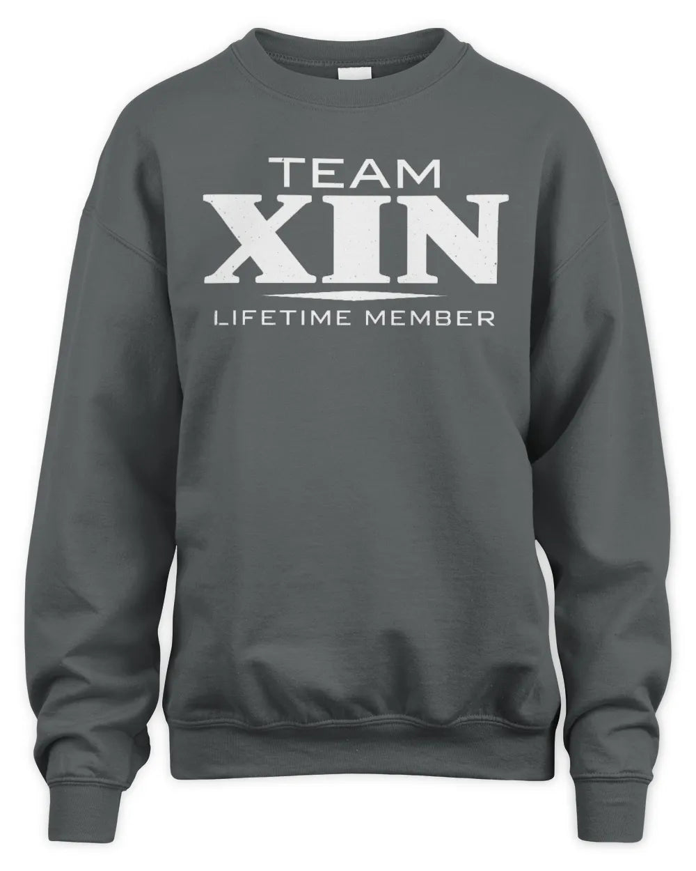 XIN BL62-K4-128 - Personalized “Team NAME Lifetime Member” - Unisex Sweatshirt - Charcoal