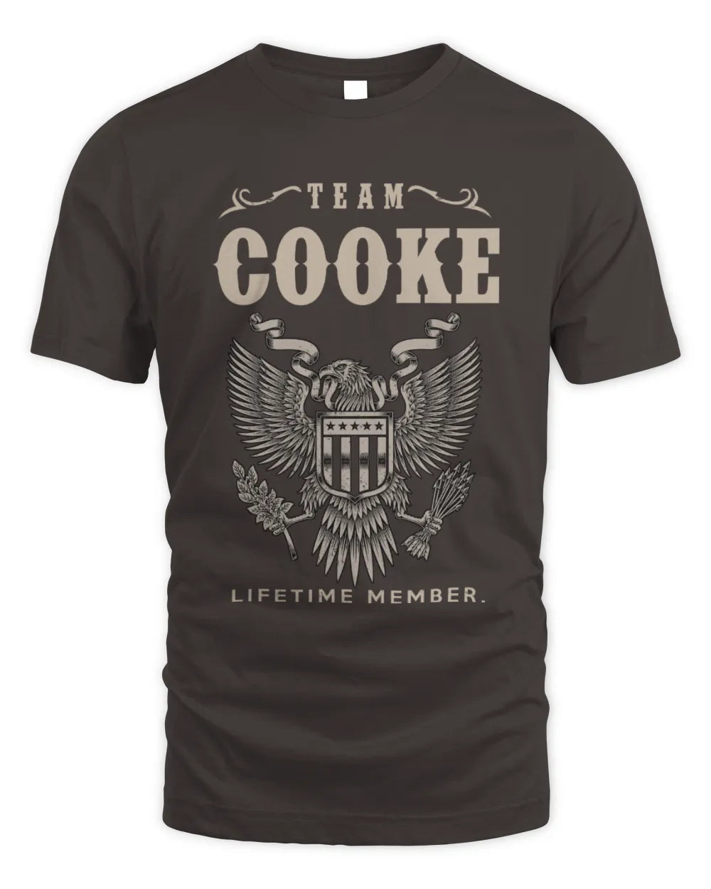 COOKE TP06-K82 – Personalized Classic Style Apparel “Team NAME Lifetime Member” - Unisex Standard T-Shirt - Dark Chocolate