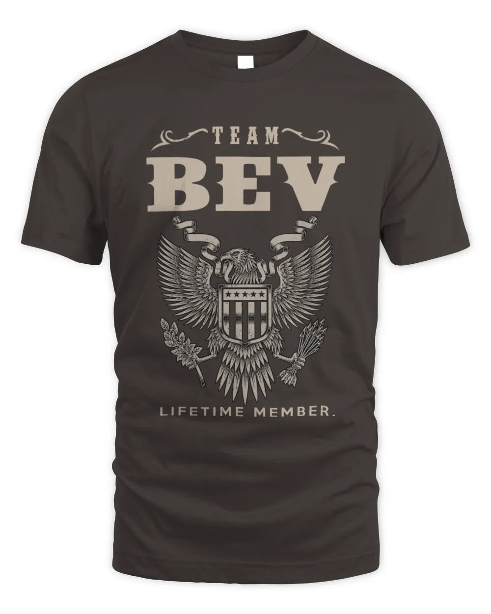 BEV TP06-K82 – Personalized Classic Style Apparel “Team NAME Lifetime Member” - Unisex Standard T-Shirt - Dark Chocolate