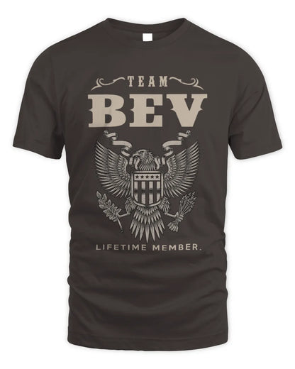 BEV TP06-K82 – Personalized Classic Style Apparel “Team NAME Lifetime Member” - Unisex Standard T-Shirt - Dark Chocolate