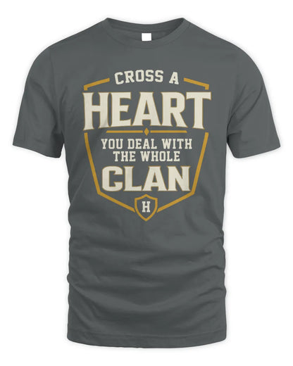 HEART NT1-K008 Cross A/An NAME, You Deal With the Whole Clan | Personalized Vintage T-Shirt - Unisex Standard T-Shirt - Charcoal