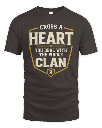 HEART NT1-K008 Cross A/An NAME, You Deal With the Whole Clan | Personalized Vintage T-Shirt - Unisex Standard T-Shirt - Dark Chocolate