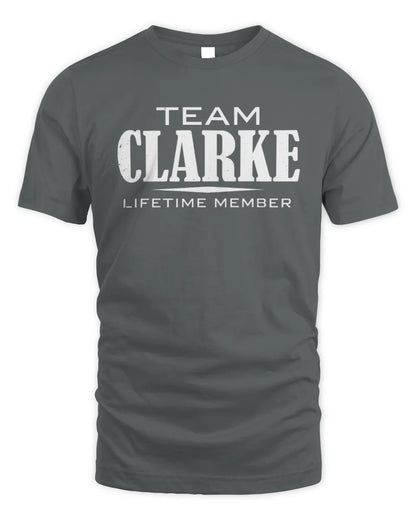 CLARKE BL62-K4-128 - Personalized “Team NAME Lifetime Member” - Unisex Standard T-Shirt - Charcoal