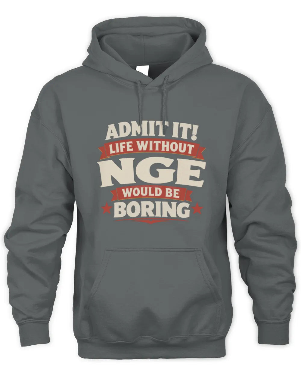 NGE P4 KT003 Personalized Funny Quote Apparel “Life Without NAME Would Be Boring” - Unisex Hoodie - Charcoal