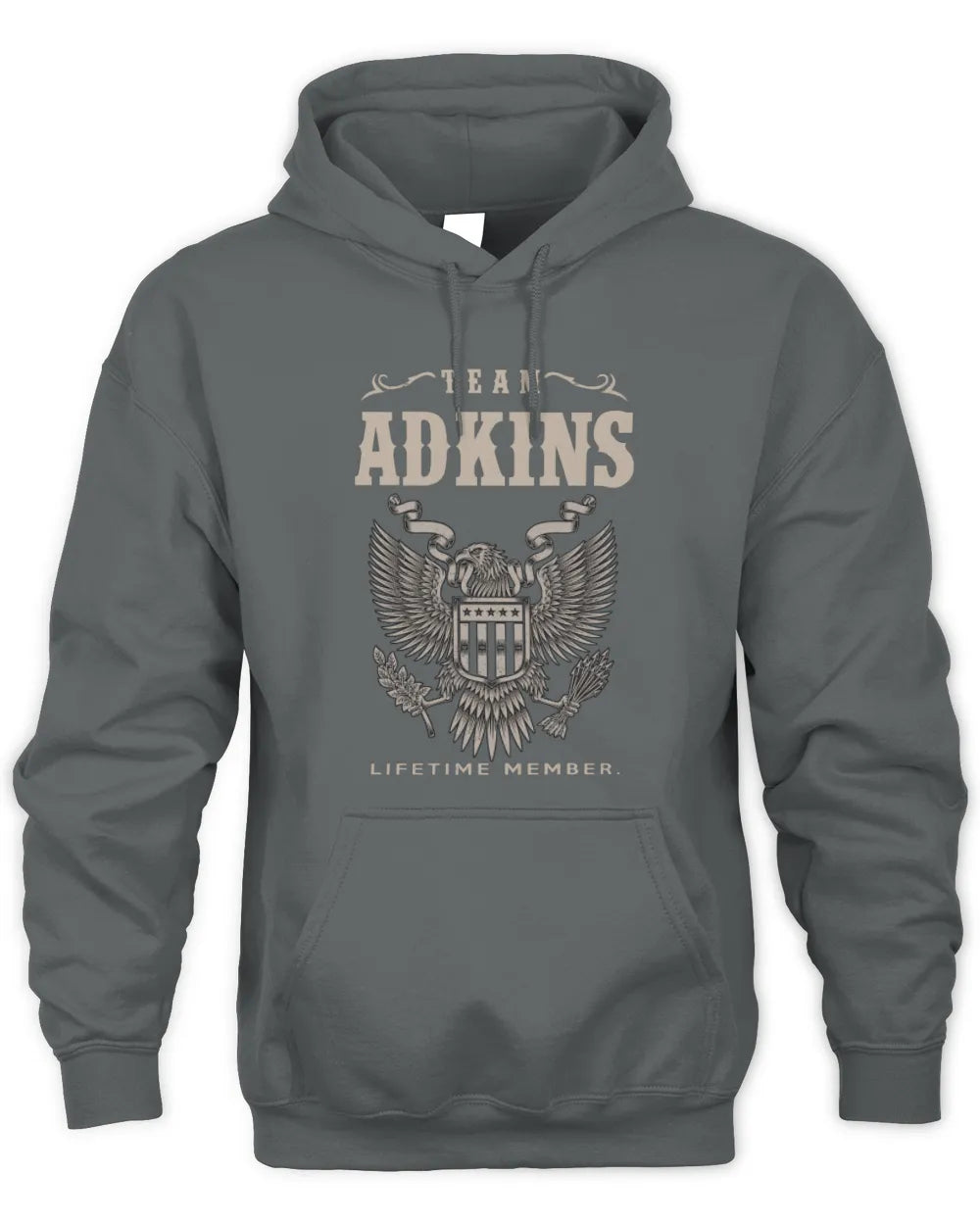 ADKINS TP06-K82 – Personalized Classic Style Apparel “Team NAME Lifetime Member” - Unisex Hoodie - Charcoal