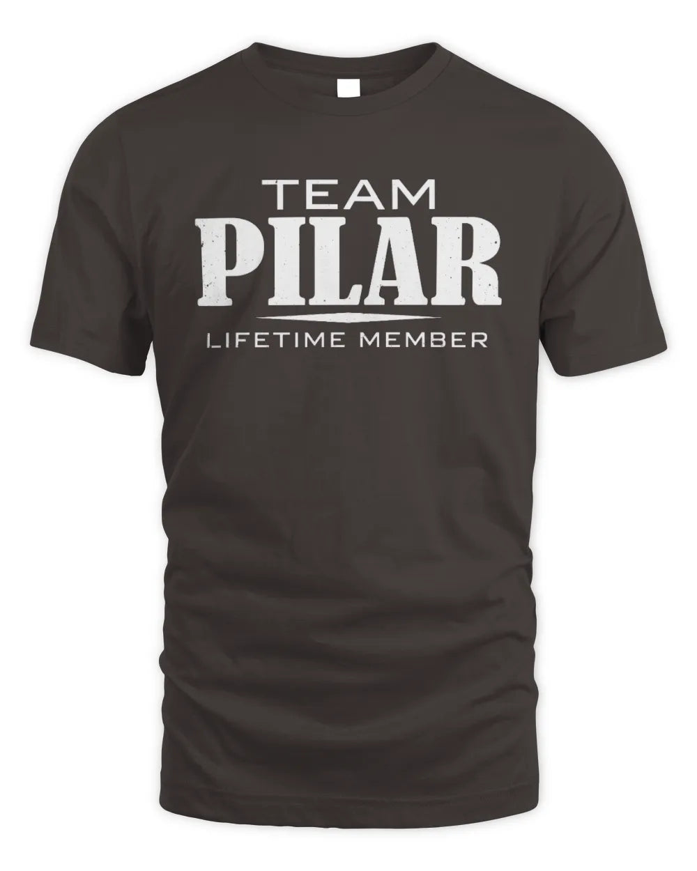 PILAR BL62-K4-128 - Personalized “Team NAME Lifetime Member” - Unisex Standard T-Shirt - Dark Chocolate