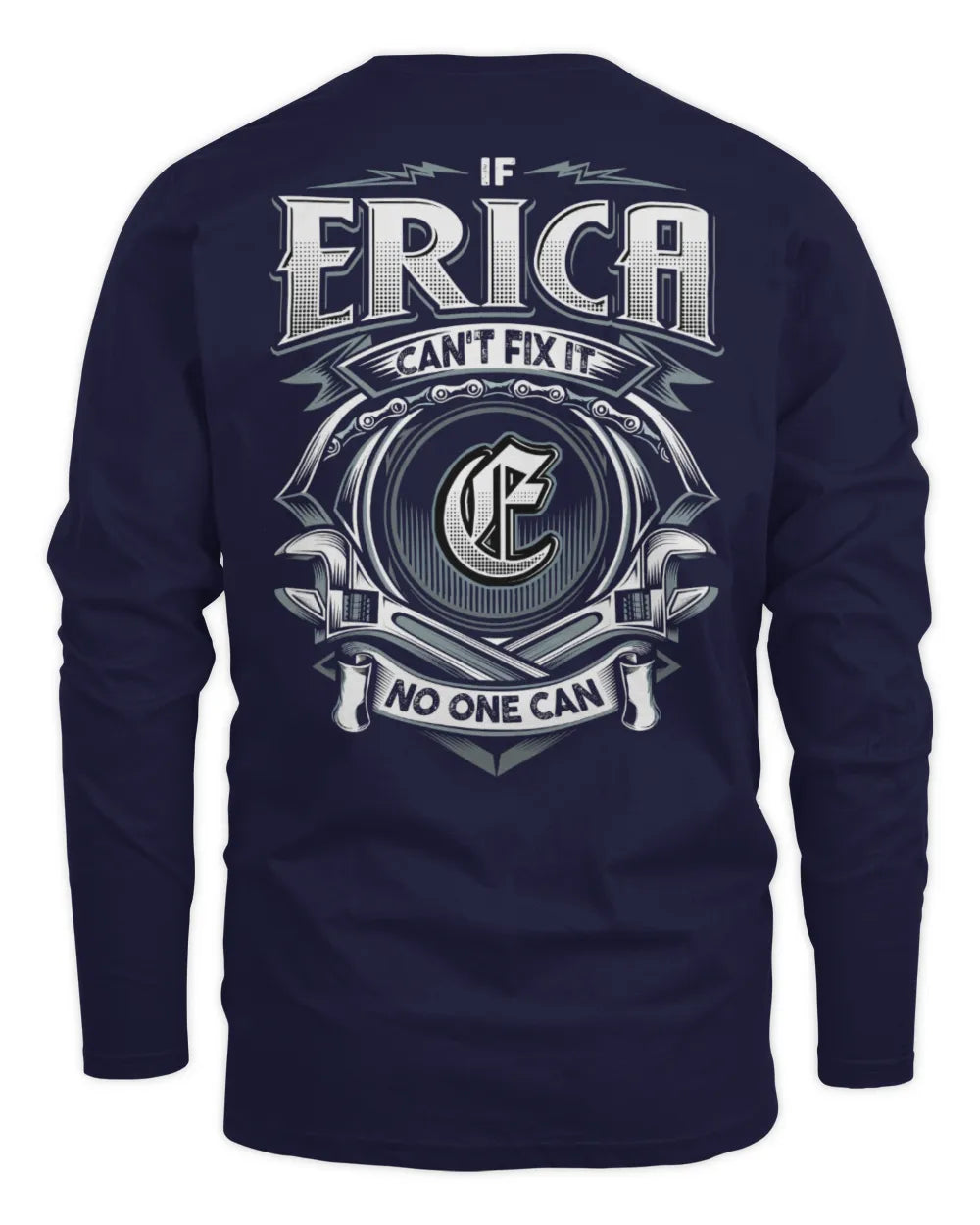 ERICA AP81-K4-626 - Personalized Ahmed Quote Apparel “If Ahmed Can't Fix It, No One Can” - Men's Long Sleeved T-Shirt - Navy