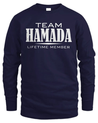 HAMADA BL62-K4-128 - Personalized “Team NAME Lifetime Member” - Men's Long Sleeved T-Shirt - Navy