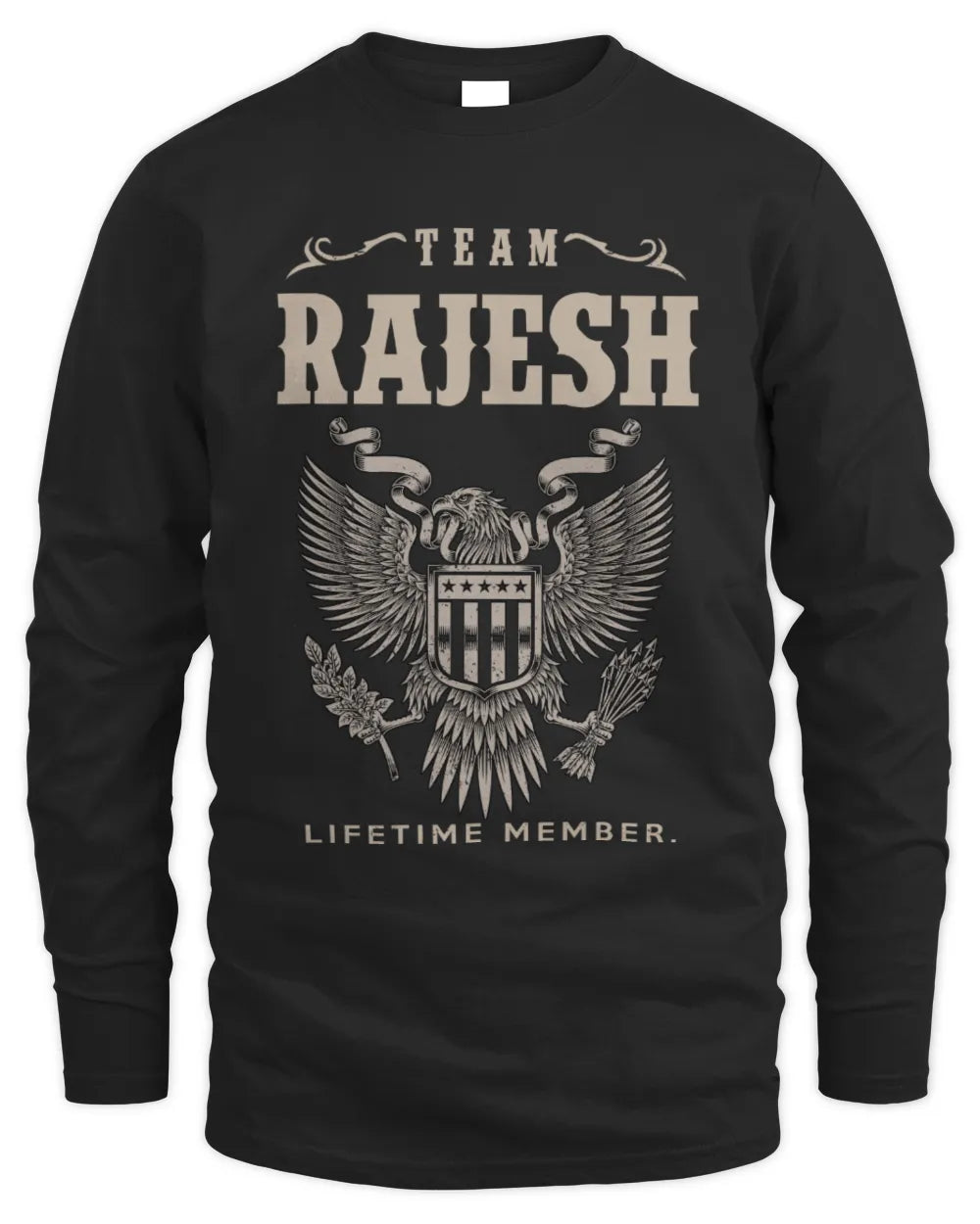 RAJESH TP06-K82 – Personalized Classic Style Apparel “Team NAME Lifetime Member” - Men's Long Sleeved T-Shirt - Black