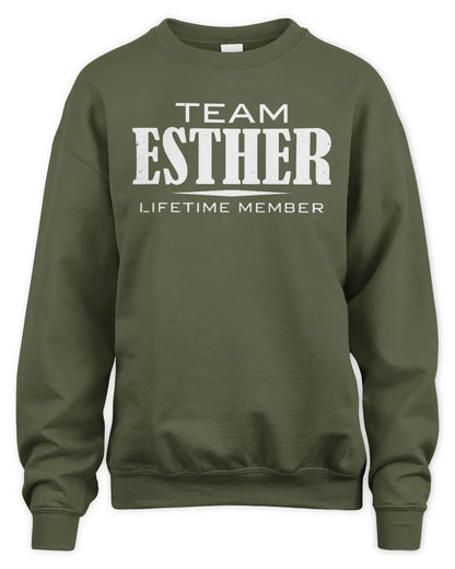 ESTHER BL62-K4-128 - Personalized “Team NAME Lifetime Member” - Unisex Sweatshirt - Military Green