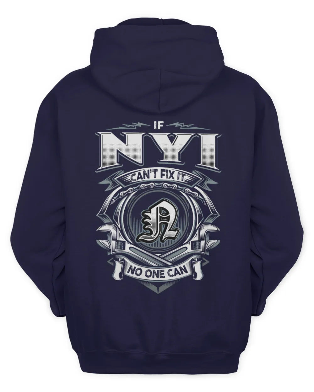NYI AP81-K4-626 - Personalized Ahmed Quote Apparel “If Ahmed Can't Fix It, No One Can” - Unisex Hoodie - Navy