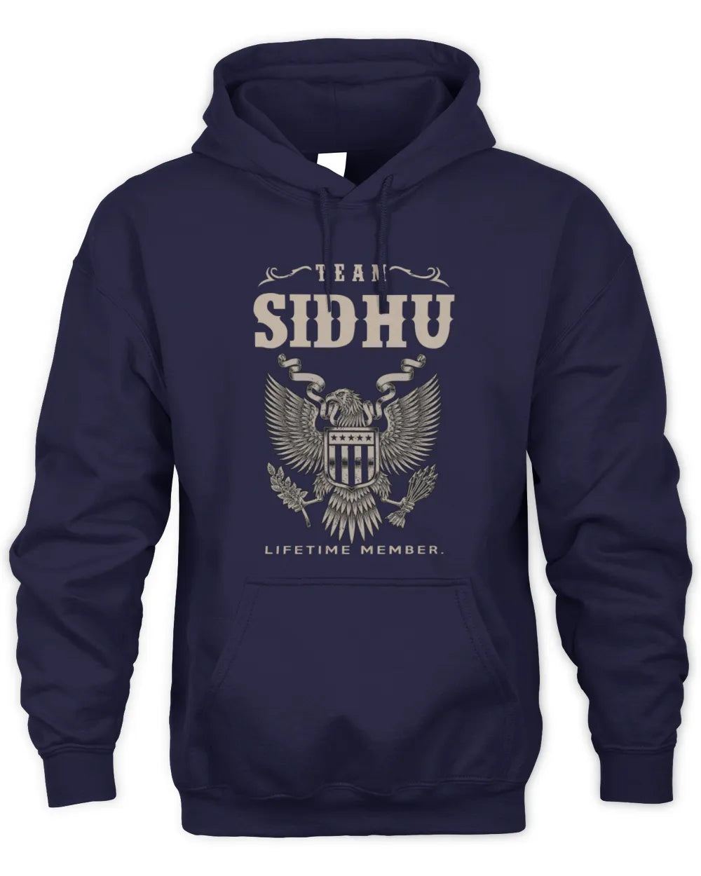 SIDHU TP06-K82 – Personalized Classic Style Apparel “Team NAME Lifetime Member” - Unisex Hoodie - Navy