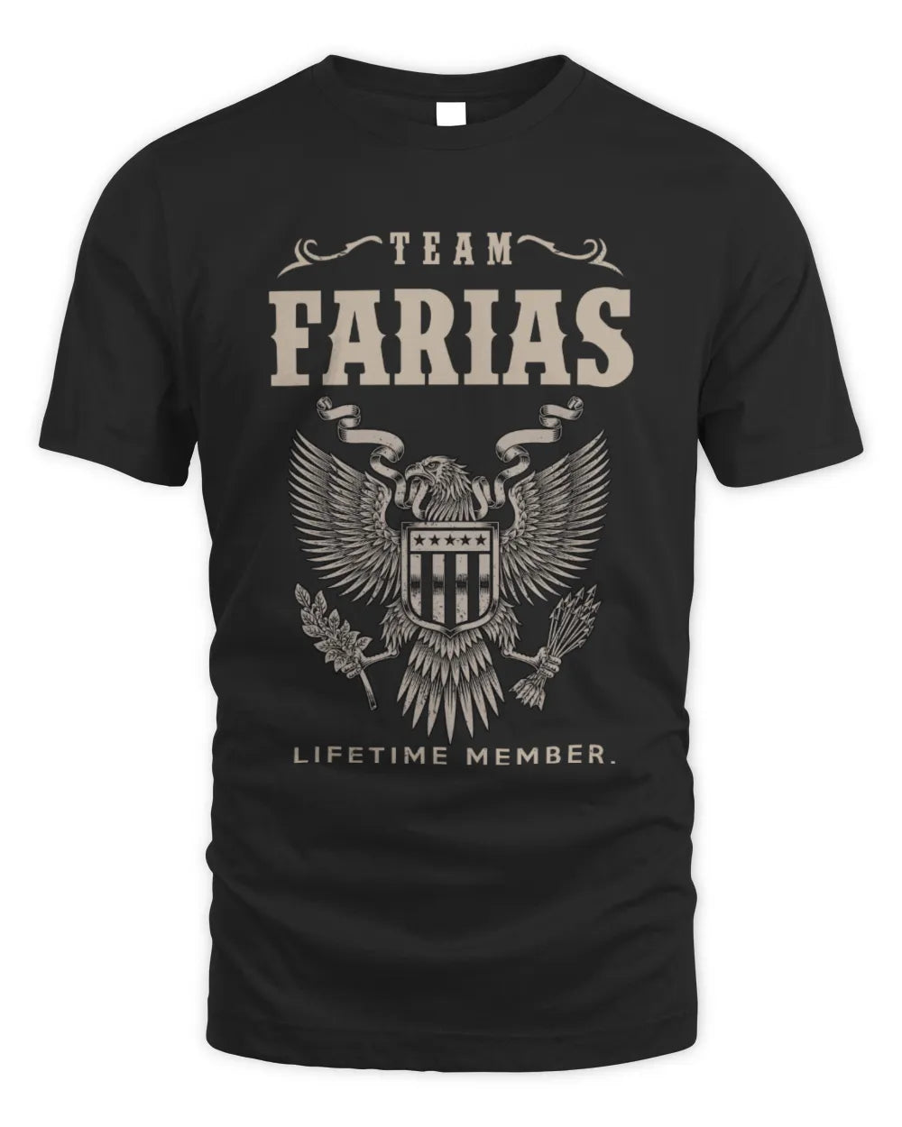 FARIAS TP06-K82 – Personalized Classic Style Apparel “Team NAME Lifetime Member” - Unisex Standard T-Shirt - Black