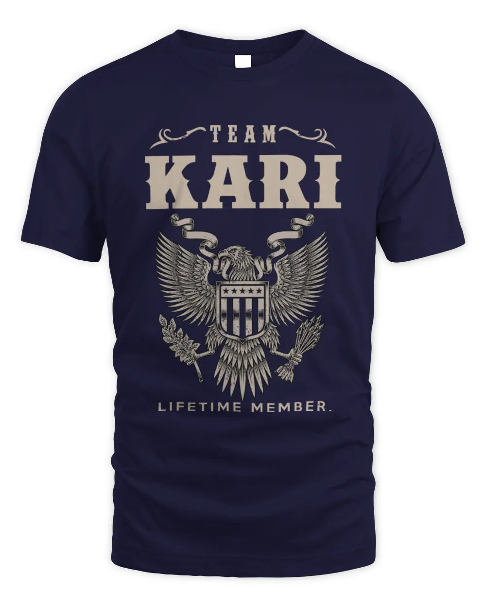 KARI TP06-K82 – Personalized Classic Style Apparel “Team NAME Lifetime Member” - Unisex Standard T-Shirt - Navy