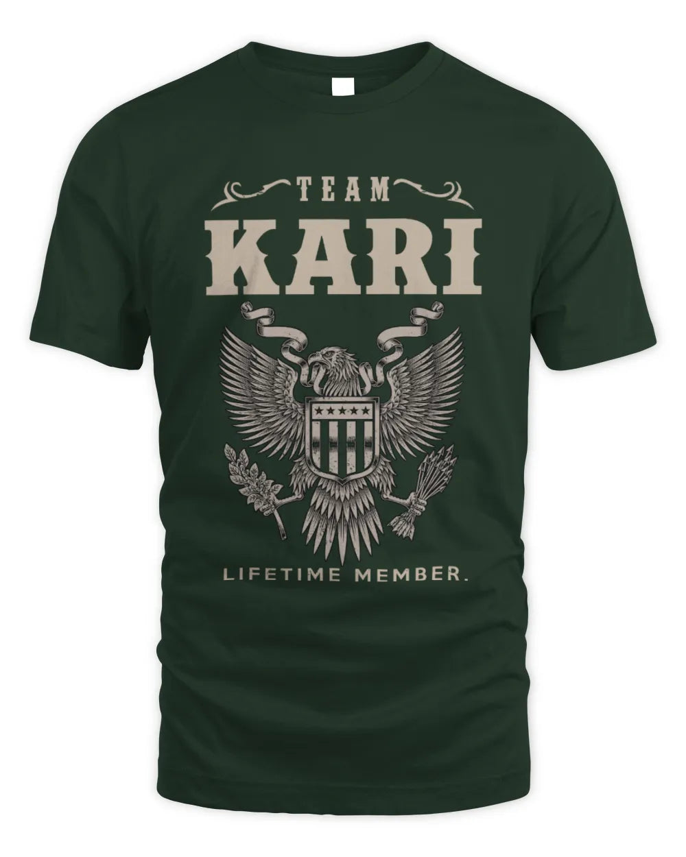 KARI TP06-K82 – Personalized Classic Style Apparel “Team NAME Lifetime Member” - Unisex Standard T-Shirt - Forest Green