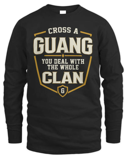 GUANG NT1-K008 Cross A/An NAME, You Deal With the Whole Clan | Personalized Vintage T-Shirt - Men's Long Sleeved T-Shirt - Black