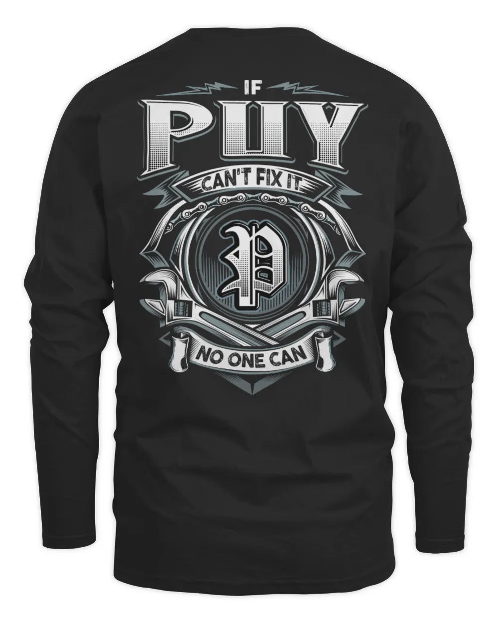 PUY AP81-K4-626 - Personalized Ahmed Quote Apparel “If Ahmed Can't Fix It, No One Can” - Men's Long Sleeved T-Shirt - Black