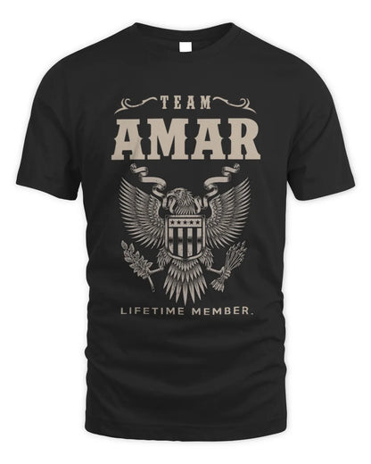 AMAR TP06-K82 – Personalized Classic Style Apparel “Team NAME Lifetime Member” - Unisex Standard T-Shirt - Black