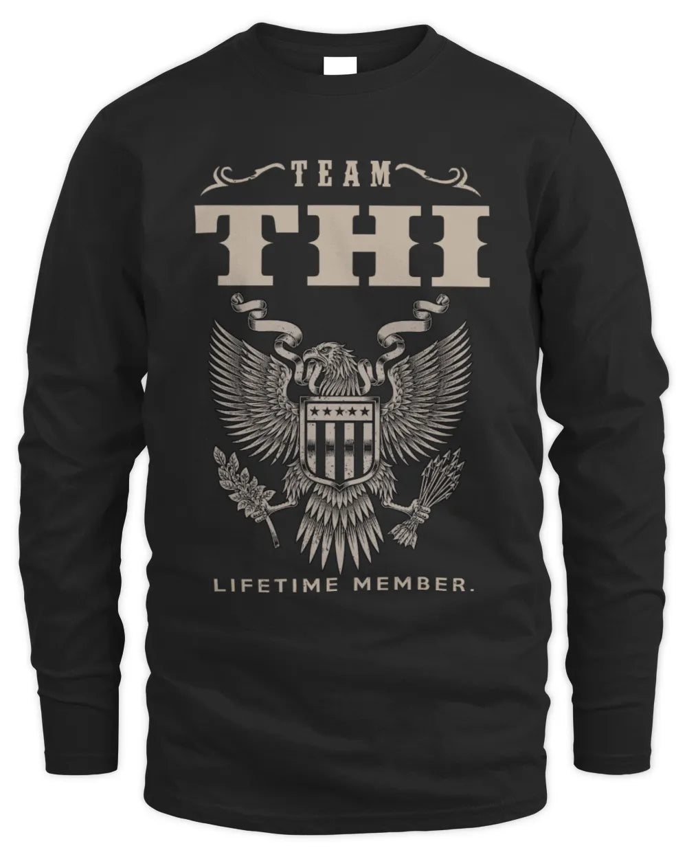 THI TP06-K82 – Personalized Classic Style Apparel “Team NAME Lifetime Member” - Men's Long Sleeved T-Shirt - Black
