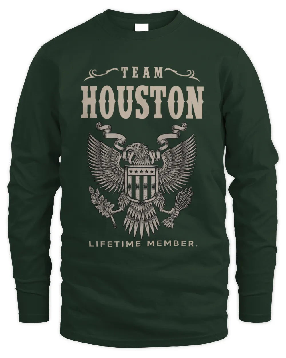 HOUSTON TP06-K82 – Personalized Classic Style Apparel “Team NAME Lifetime Member” - Men's Long Sleeved T-Shirt - Forest Green