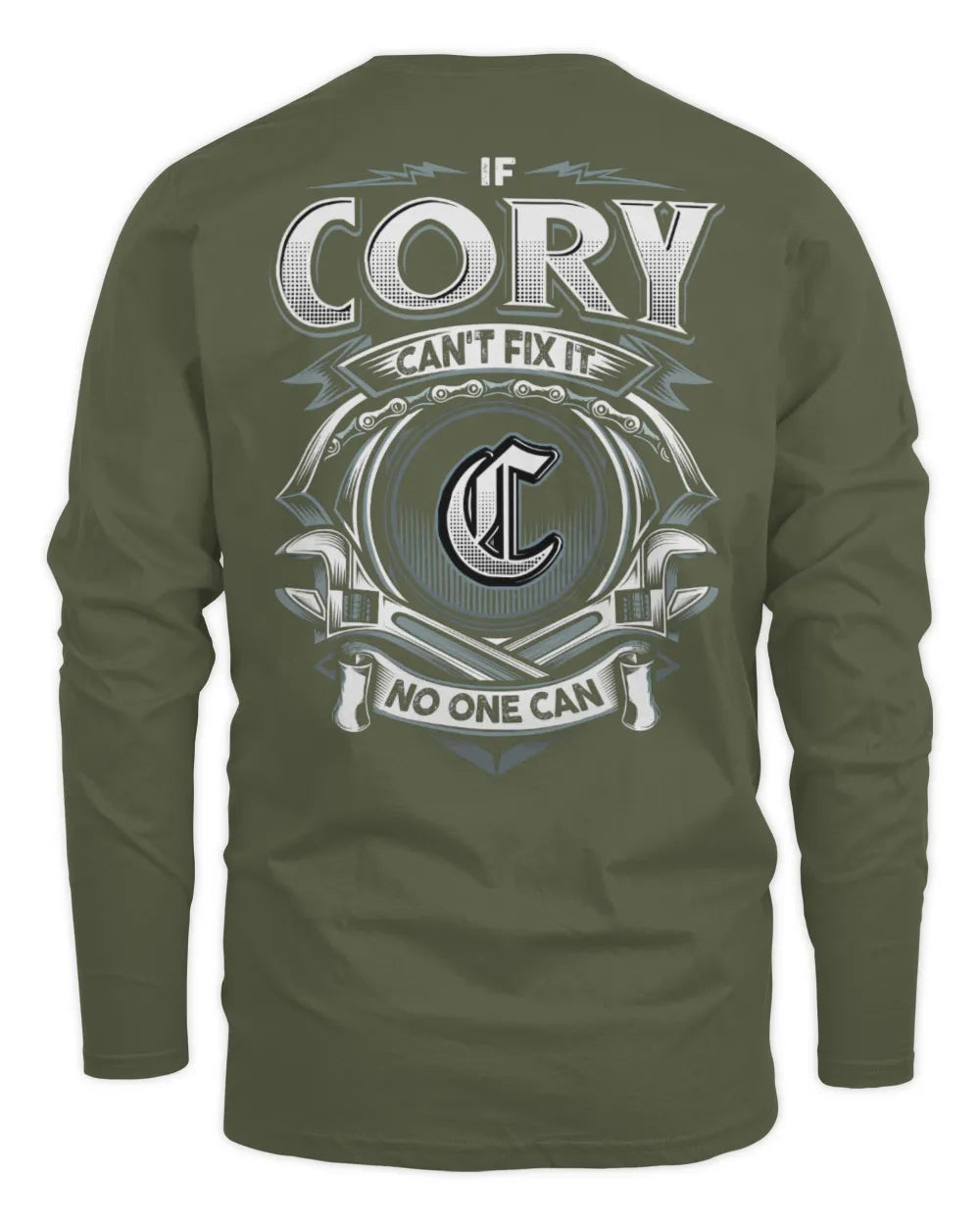 CORY AP81-K4-626 - Personalized Ahmed Quote Apparel “If Ahmed Can't Fix It, No One Can” - Men's Long Sleeved T-Shirt - Military Green