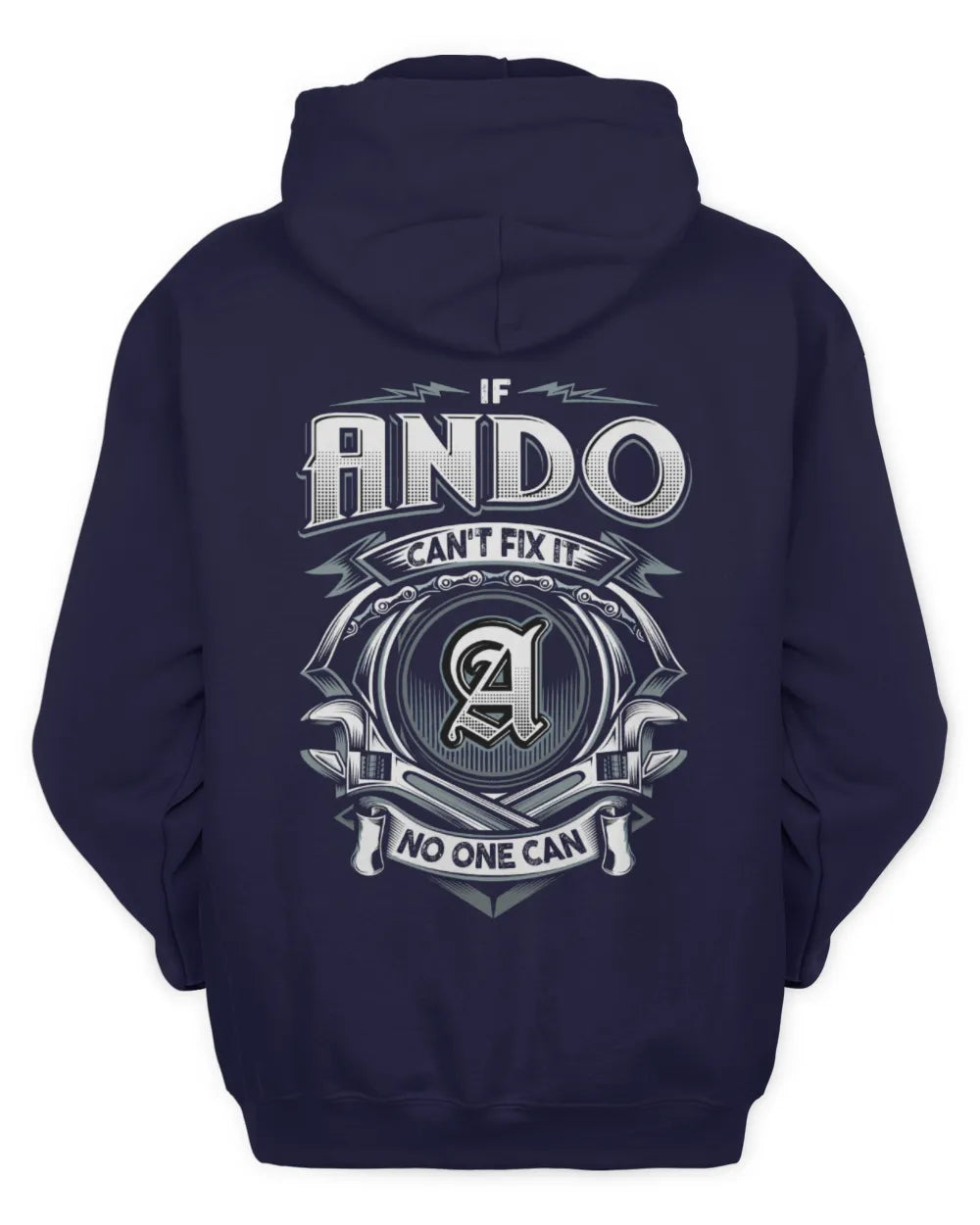 ANDO AP81-K4-626 - Personalized Ahmed Quote Apparel “If Ahmed Can't Fix It, No One Can” - Unisex Hoodie - Navy