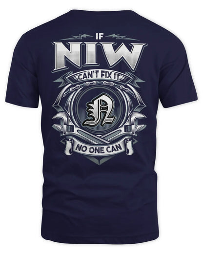 NIW AP81-K4-626 - Personalized Ahmed Quote Apparel “If Ahmed Can't Fix It, No One Can” - Unisex Standard T-Shirt - Navy