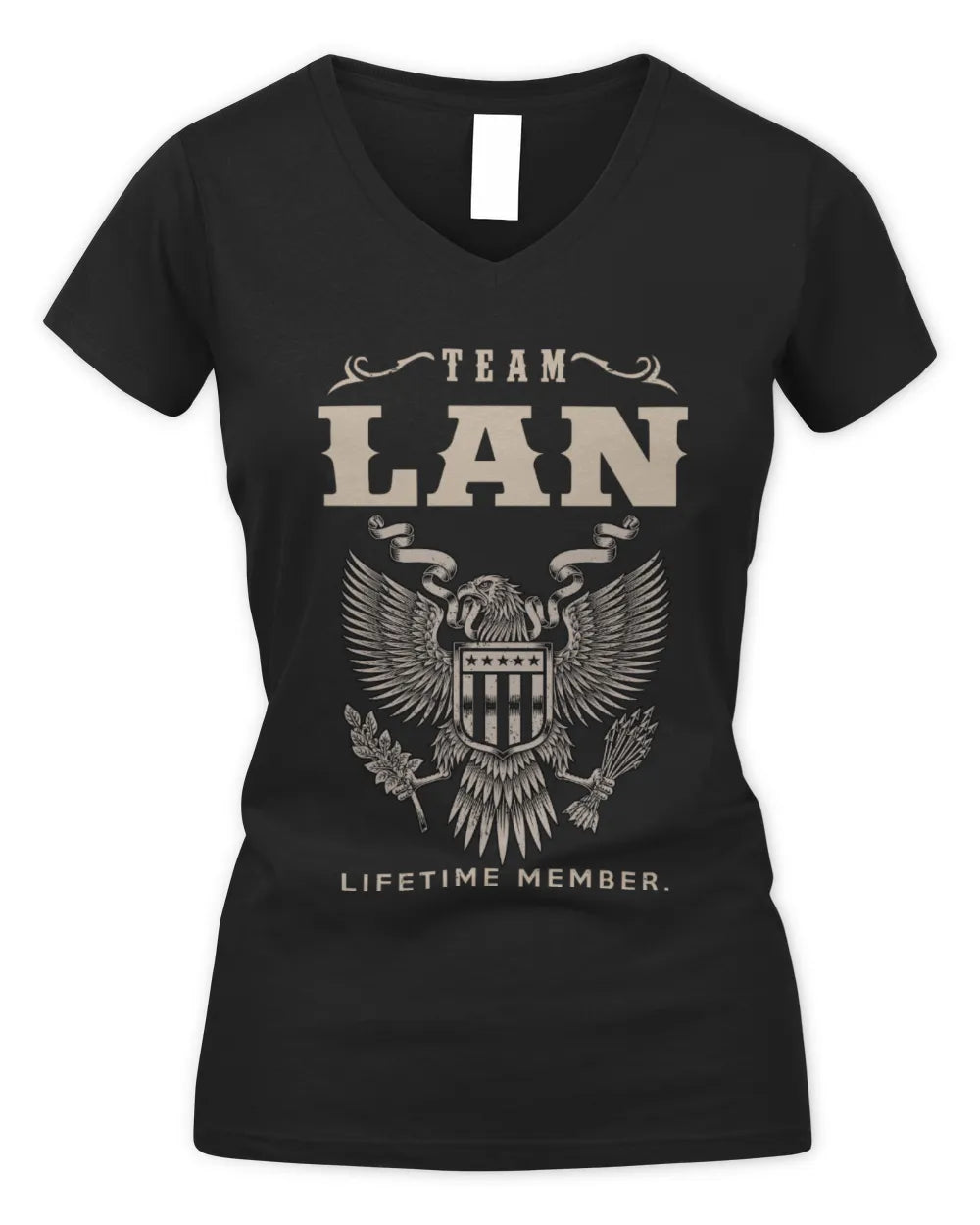 LAN TP06-K82 – Personalized Classic Style Apparel “Team NAME Lifetime Member” - Women's V-Neck T-Shirt - Black
