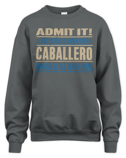 CABALLERO TP68-K2-968 – Personalized Funny Quote Apparel “The World Without NAME Would Be Boring” - Unisex Sweatshirt - Charcoal