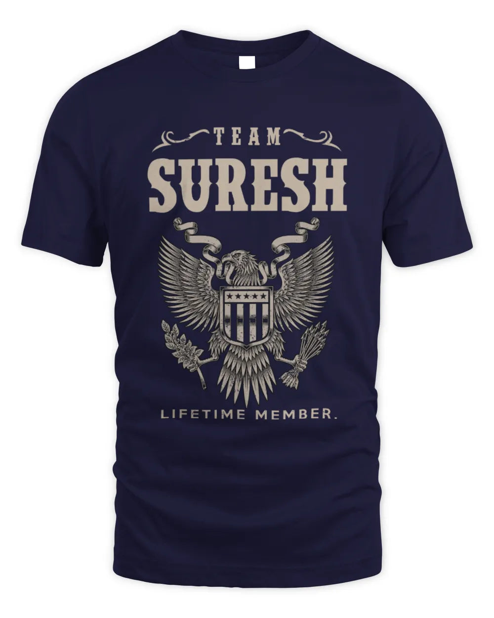 SURESH TP06-K82 – Personalized Classic Style Apparel “Team NAME Lifetime Member” - Unisex Standard T-Shirt - Navy