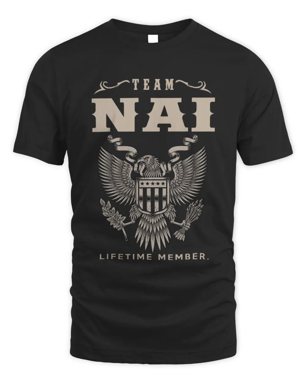 NAI TP06-K82 – Personalized Classic Style Apparel “Team NAME Lifetime Member” - Unisex Standard T-Shirt - Black