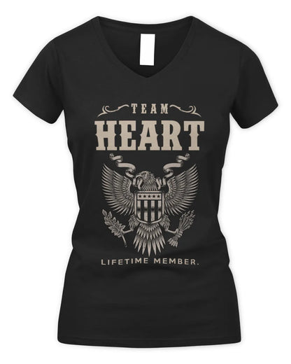 HEART TP06-K82 – Personalized Classic Style Apparel “Team NAME Lifetime Member” - Women's V-Neck T-Shirt - Black