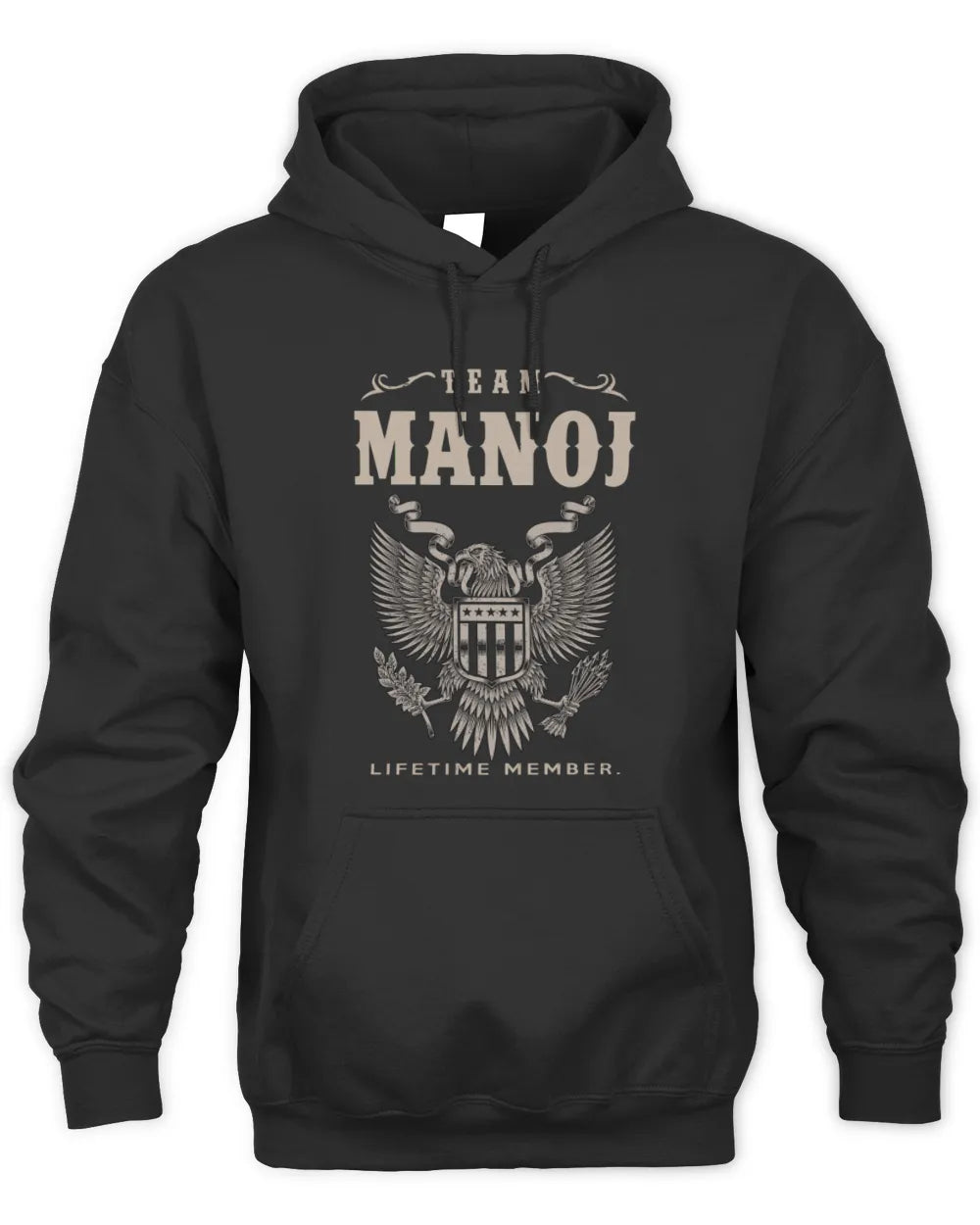 MANOJ TP06-K82 – Personalized Classic Style Apparel “Team NAME Lifetime Member” - Unisex Hoodie - Black