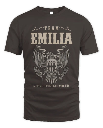 EMILIA TP06-K82 – Personalized Classic Style Apparel “Team NAME Lifetime Member” - Unisex Standard T-Shirt - Dark Chocolate
