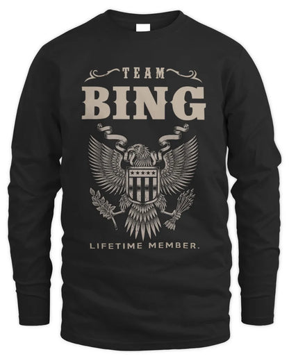 BING TP06-K82 – Personalized Classic Style Apparel “Team NAME Lifetime Member” - Men's Long Sleeved T-Shirt - Black